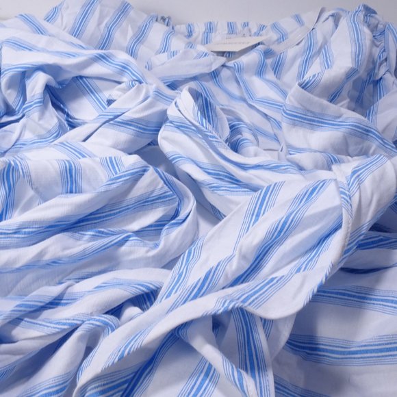 Hot & Delicious Women's Blue White Stiped Bell Sleeve tie Cropped Top M NWT 198 - Picture 12 of 13